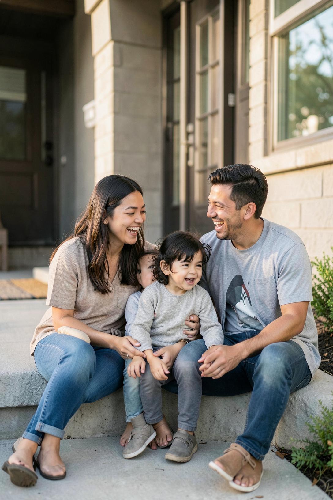 Familia latina compartiendo un momento juntos